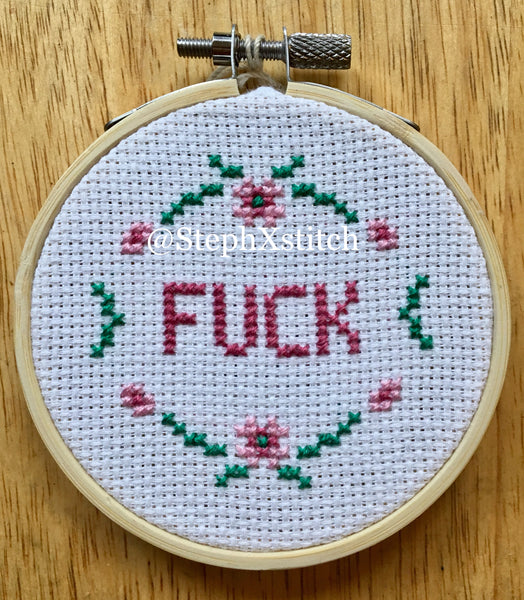 Tiny Fuck Framed Cross Stitch