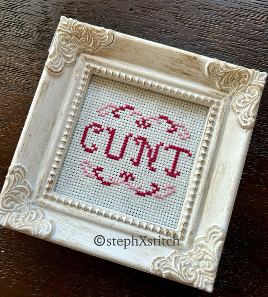 Tiny Cunt - Framed Cross-Stitch