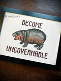 Moo Deng Become Ungovernable -Framed Cross-Stitch Art