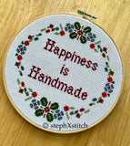 Happiness Is Handmade - Framed Cross-Stitch