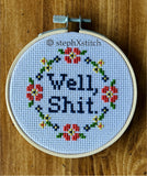 Well, Shit. - Framed Cross-Stitch