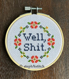 Well, Shit. - Framed Cross-Stitch
