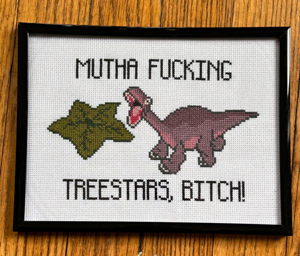 Mutha Fucking Treestars, Bitch -Framed Cross-Stitch Art