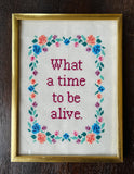 What A Time To Be Alive Framed Cross Stitch