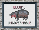 Moo Deng Become Ungovernable -Framed Cross-Stitch Art