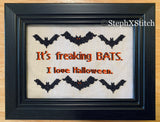 It's Freaking Bats. I Love Halloween - PDF Cross-Stitch Pattern