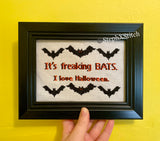 It's Freaking Bats. I Love Halloween - PDF Cross-Stitch Pattern