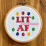 LIT AF Christmas - Finished Cross-Stitch