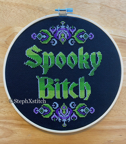 Spooky Bitch - Framed Cross Stitch