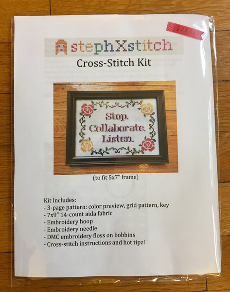 Stop Collaborate Listen - Cross Stitch KIT