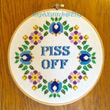 Piss Off - Framed Cross-Stitch