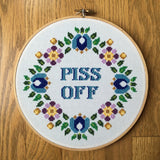 Piss Off - Framed Cross-Stitch