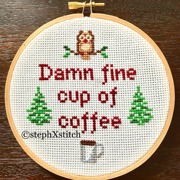 Damn Fine Cup of Coffee PDF Cross Stitch Pattern