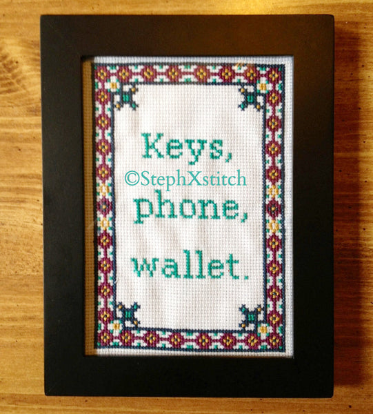 Keys Wallet Phone - PDF Cross Stitch Pattern