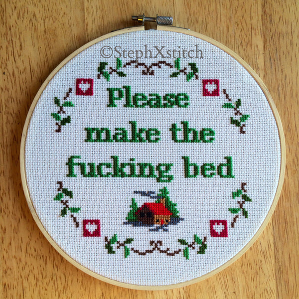 Please Make the Fucking Bed - PDF Cross Stitch Pattern
